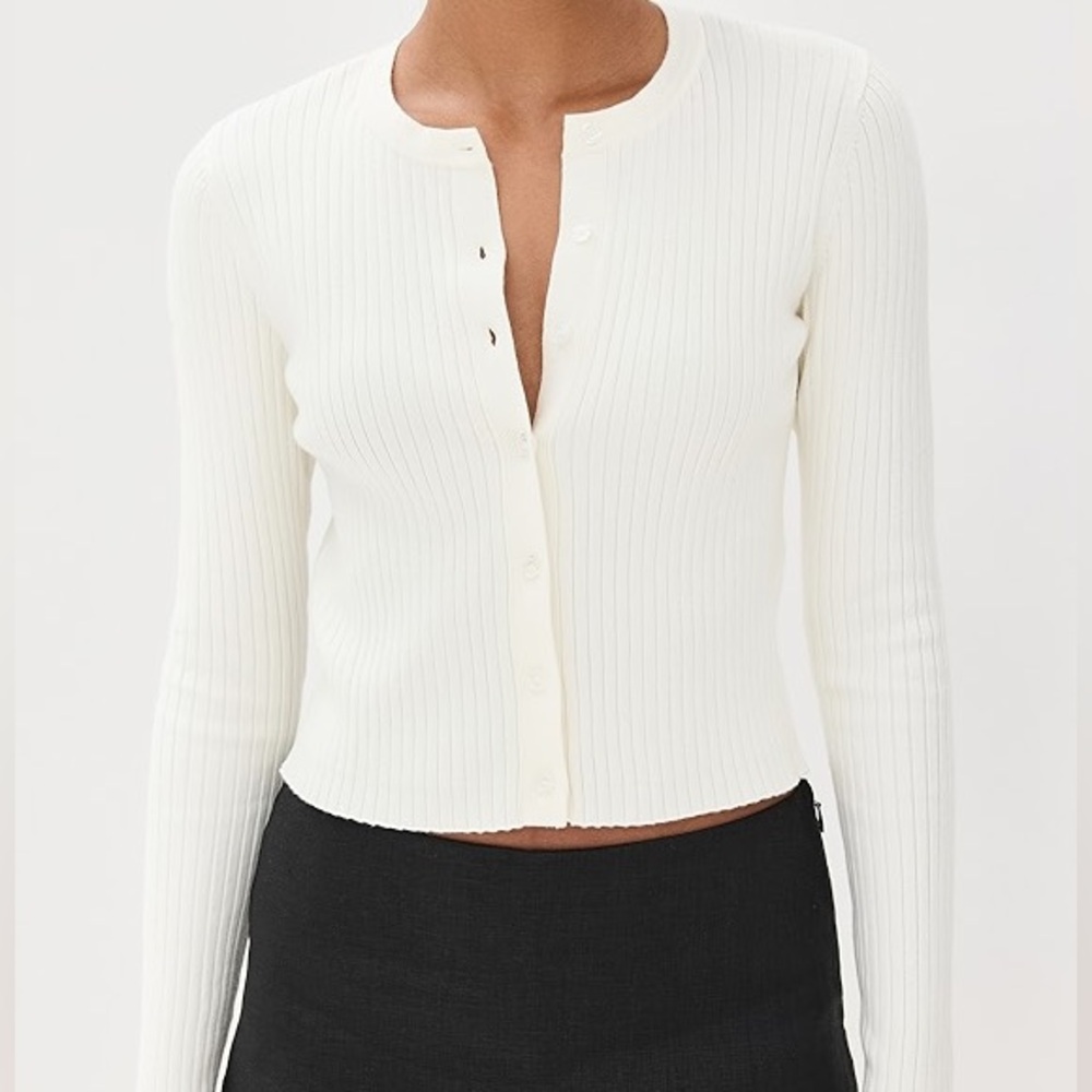 NEW NWT Reformation Joanne Organic Cotton Rib Cardigan - Picture 2 of 5